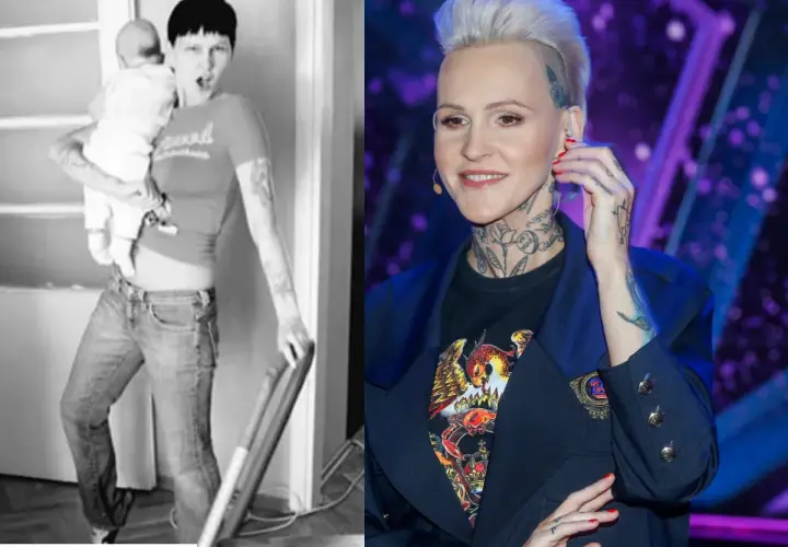 Agnieszka Chylińska z dzieckiem na ręku i później na scenie. Dwie odsłony artystki.