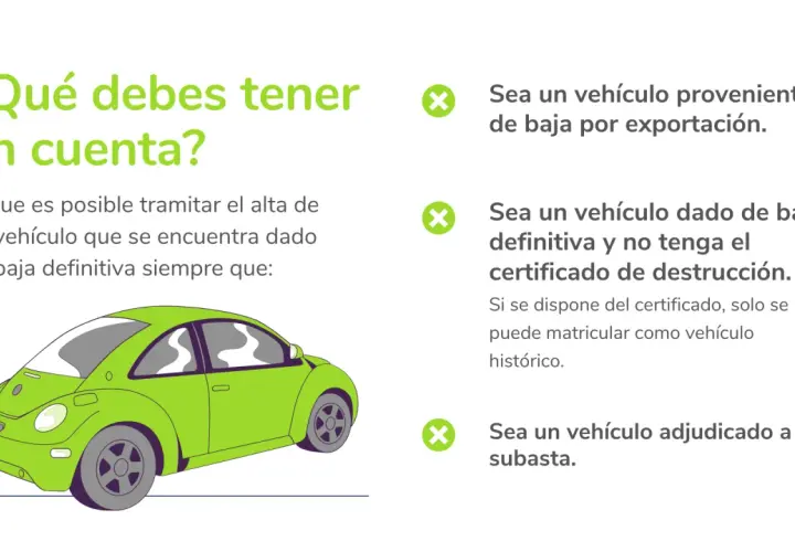 Se puede dar de alta una moto dada de baja si es de exportación, no tiene certificado de destrucción o fue adjudicada en subasta.