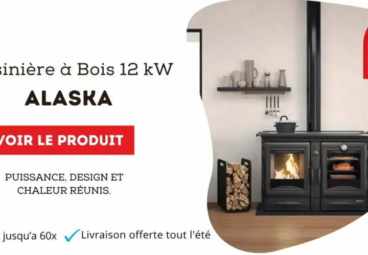 Cuisinière ALASKA, une merveille de cuisine au feu de bois alliant puissance et design. Parfait pour réchauffer votre foyer.