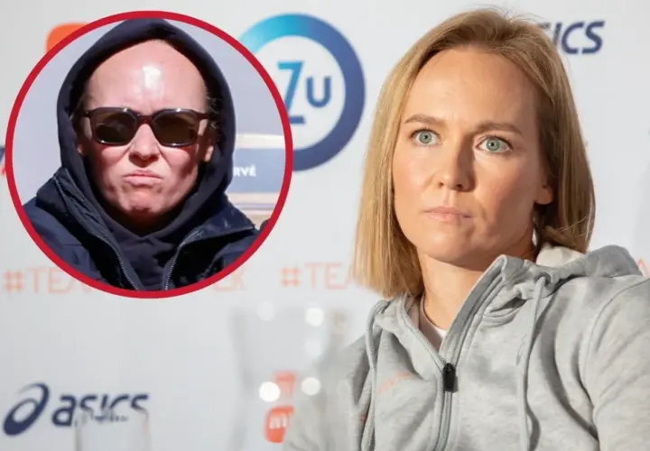 Daria Abramowicz w okularach i z kapturem, obok jej zdjęcie w szarej bluzie.