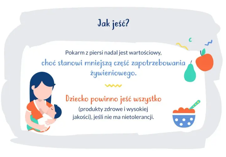 Karmienie piersią jest nadal ważne, nawet gdy 11-miesięczne dziecko je już inne pokarmy. Powinno jeść zdrowe produkty.