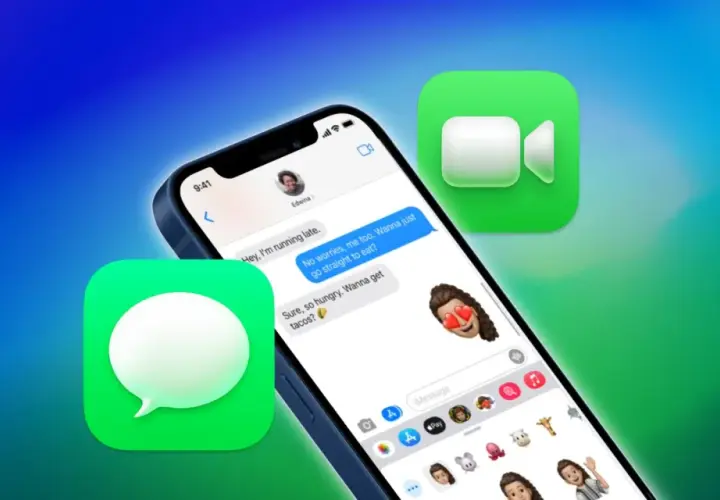 Co to iMessage? Rozmowa na iPhonie z ikonami Wiadomości i FaceTime.