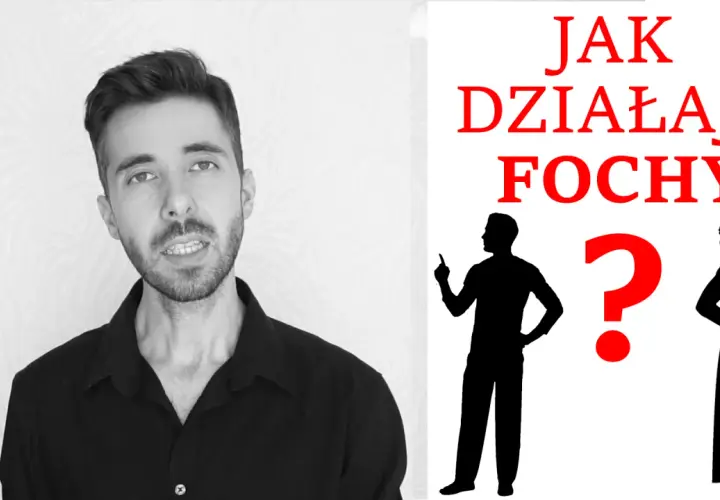 Mężczyzna z tekstem "Jak działają fochy" i sylwetkami pary. Zastanawiasz się, ile trwa foch faceta?