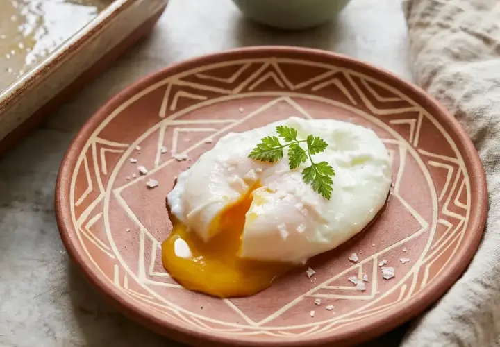 Un œuf poché parfait, prêt à être dégusté. Une recette simple pour un petit-déjeuner gourmand.