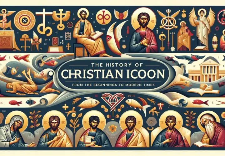 Historia chrześcijańskiego **icon**u od początków do czasów współczesnych. Wizerunki świętych, ryby i symbole wiary.