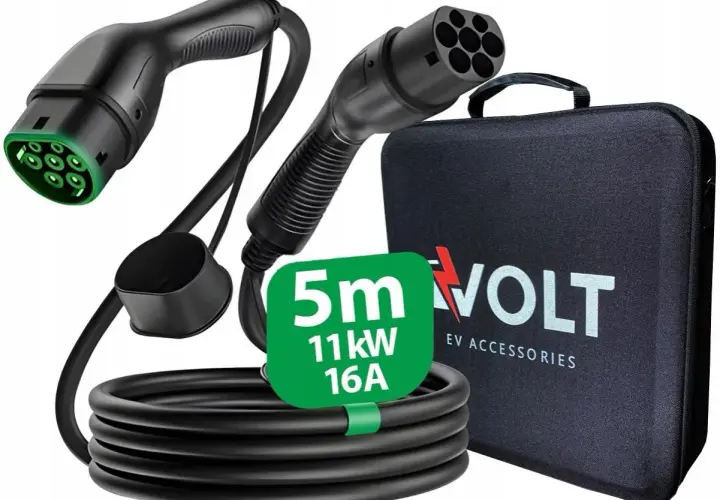 Kabel do ładowania samochodu elektrycznego 5m, 11kW, 16A, z torbą.