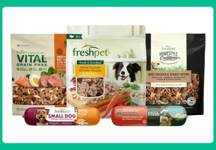 Freshpet offers a variety of grain-free and homestyle recipes, like chicken, beef, and turkey, ensuring a fresh, healthy meal for your dog.