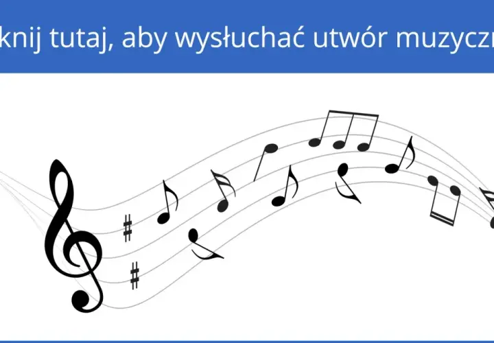 Nuty na pięciolinii, symbolizujące, jak powstaje dźwięk. Kliknij, by posłuchać utworu muzycznego.