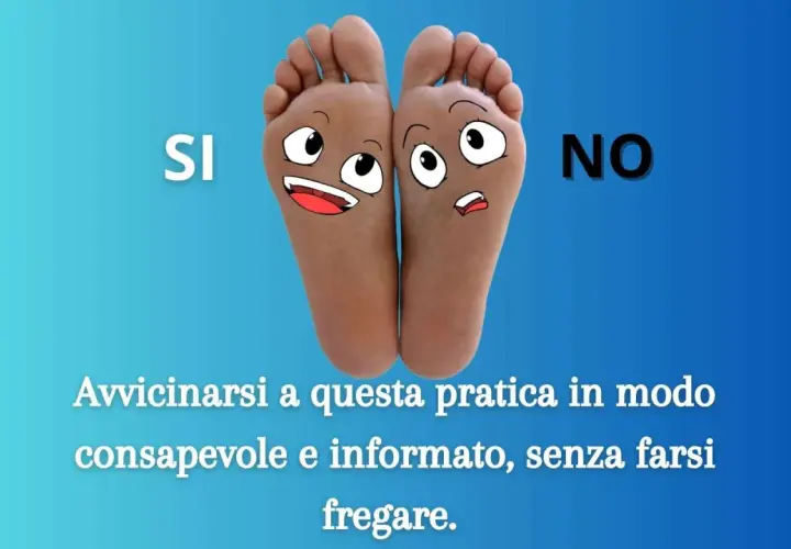 Piedi con faccine animate, una felice (SI) e una spaventata (NO). La riflessologia plantare va approcciata con consapevolezza.