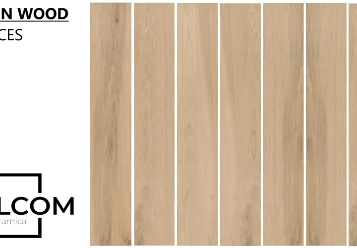 Posa gres effetto legno 20x120, serie Aron Wood, 7 facce diverse per un effetto naturale e caldo.