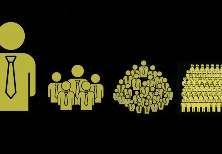 Icone di persone con cravatta, da una singola figura a una folla, per illustrare quanto prende un primario.