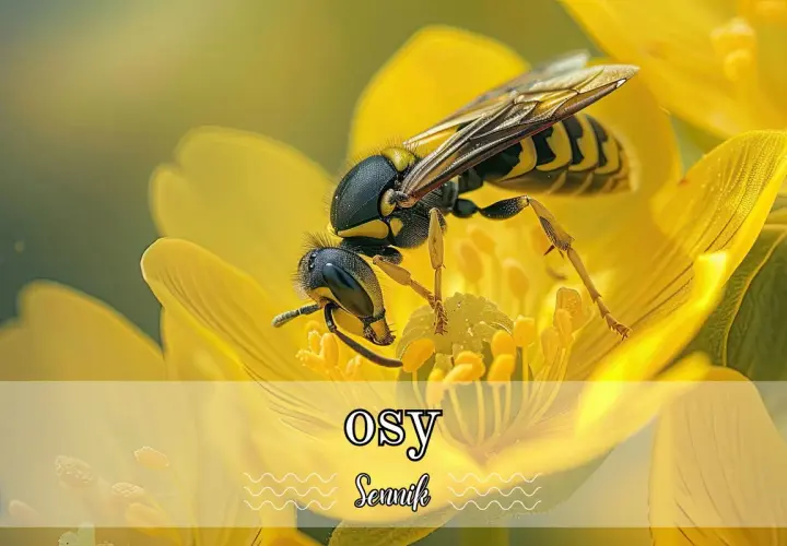 Osa na żółtym kwiecie. Sny o osach mogą symbolizować ostrzeżenie lub nadchodzące zmiany.