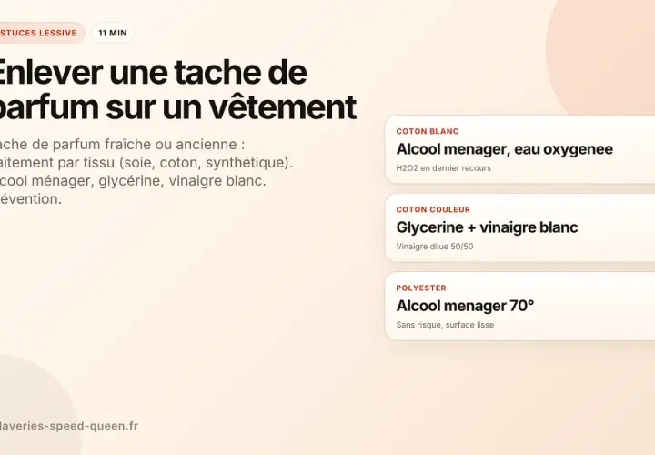 Est-ce que l'alcool ménager 70 tache les vêtements ? Ce guide explique comment enlever les taches de parfum sur soie, coton, synthétique.