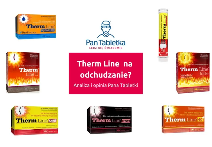 Jakie suplementy na redukcji? Zobacz analizę i opinię Pana Tabletki o produktach Therm Line, wspierających odchudzanie.