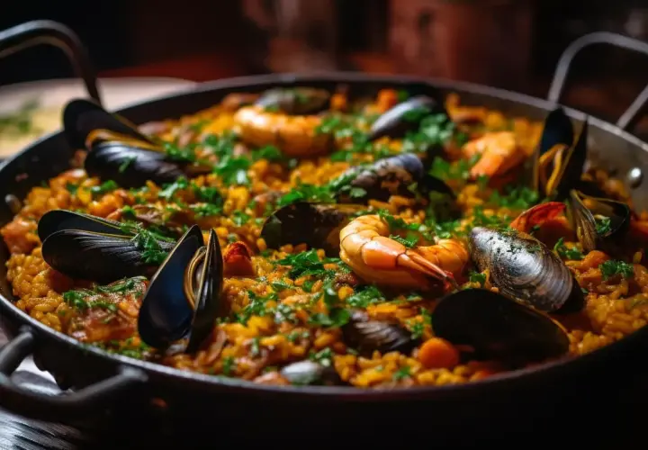 Pyszna paella z owocami morza i ryżem, idealna na rodzinny obiad. Ten przepis na paellę zachwyci każdego!