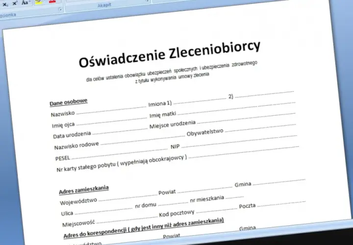 Oświadczenie zleceniobiorcy: Wypełnij i uniknij błędów ZUS/PIT!