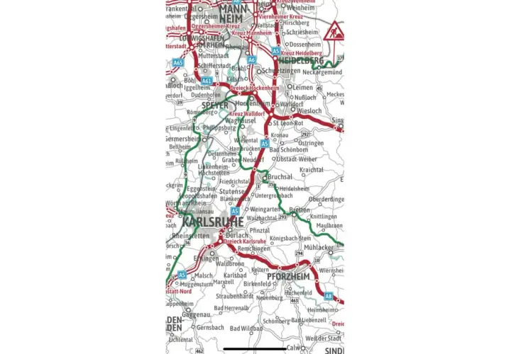 Karte zeigt Autobahnen und Städte in Deutschland. LKW-Fahrverbote in Europa sind ein wichtiges Thema für den Transport.