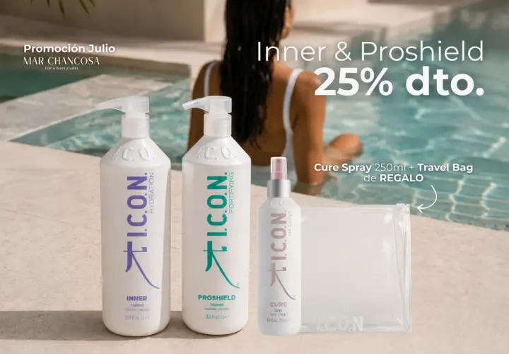 Promoción de productos ICON sin siliconas: Inner, Proshield y Cure Spray con neceser de regalo. ¡25% dto!