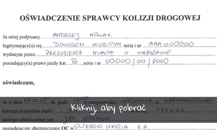 Jak napisać oświadczenie o kolizji? Uniknij błędów i policji.