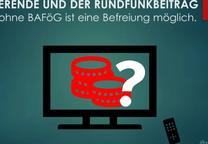 GEZ-Gebühren: Münzen und Fragezeichen auf dem Bildschirm. Viele gez studenten fragen sich, ob sie befreit werden können.