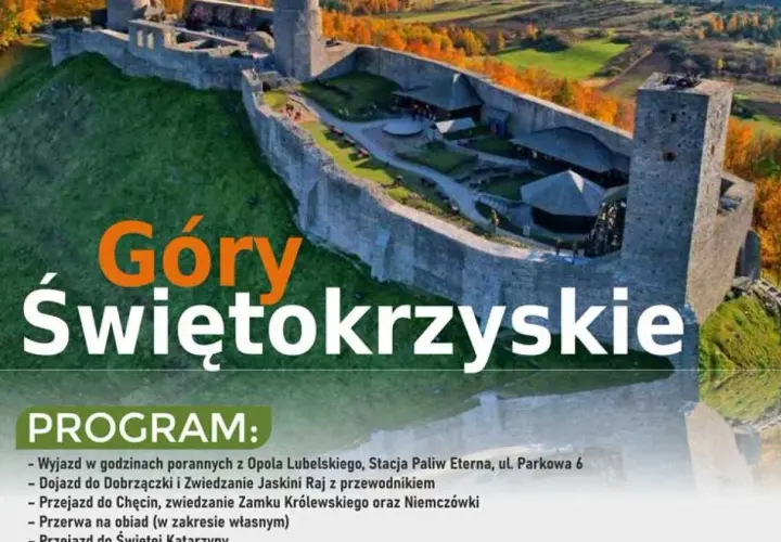 Zamek w Chęcinach, jedna z głównych atrakcji Gór Świętokrzyskich, w jesiennej scenerii.