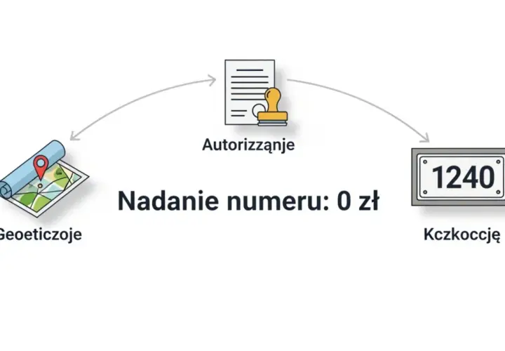 Geodezja, autoryzacja i nadanie numeru domu: 1240. Proces bezpłatny.