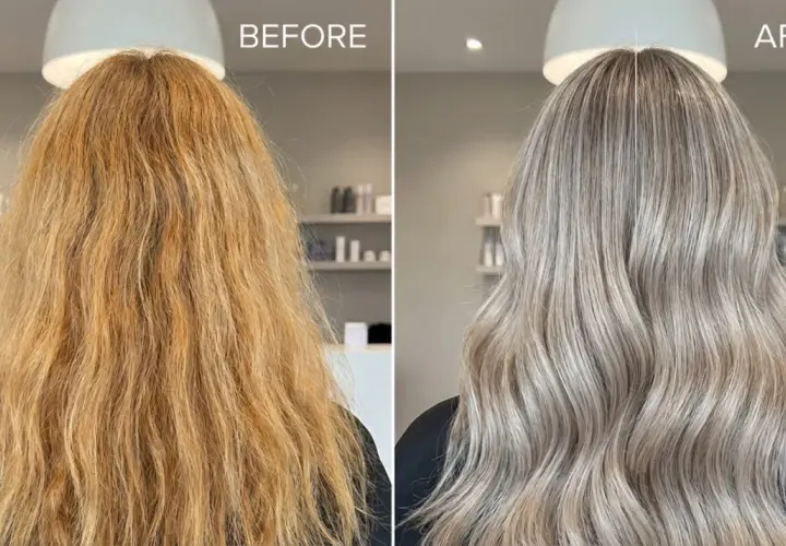 ¡Adiós rubio cobrizo, hola rubio ceniza! Este insta tone icon cubre canas y transforma el cabello.