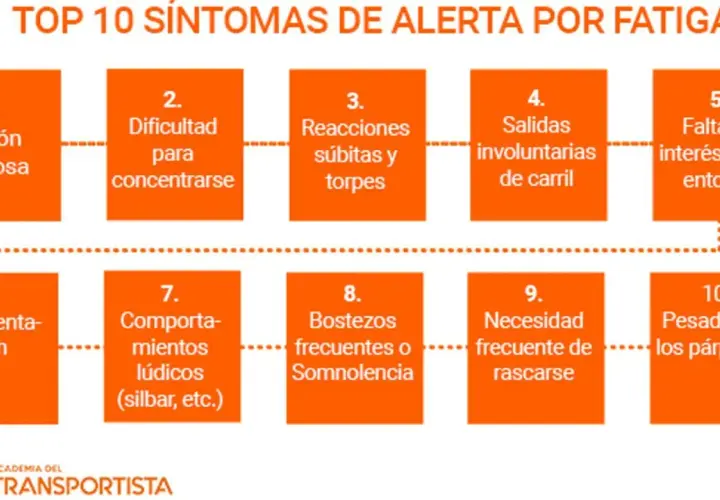 La fatiga hace que aparezcan síntomas como visión borrosa, dificultad para concentrarse, reacciones torpes, salidas involuntarias de carril, falta de interés, desorientación, bostezos, necesidad de rascarse y pesadez en los párpados.
