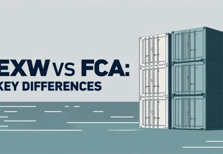 EXW vs FCA: Schlüsselunterschiede. Stapel von Containern, die die Bedeutung von EXW im internationalen Handel verdeutlichen.