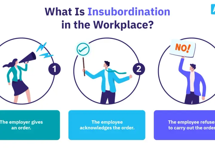Illustrates insubordination examples: employer gives order, employee acknowledges, then refuses.