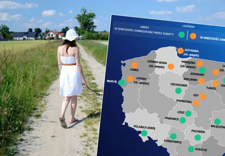 Spacer po wsi, gdzie na mapie zaznaczono, na jakim portalu można poznać normalnego faceta.
