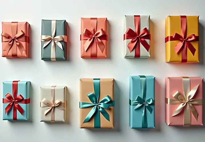 Schöne Geschenkpakete in verschiedenen Farben, perfekt für eine geschenk verpacken anleitung.
