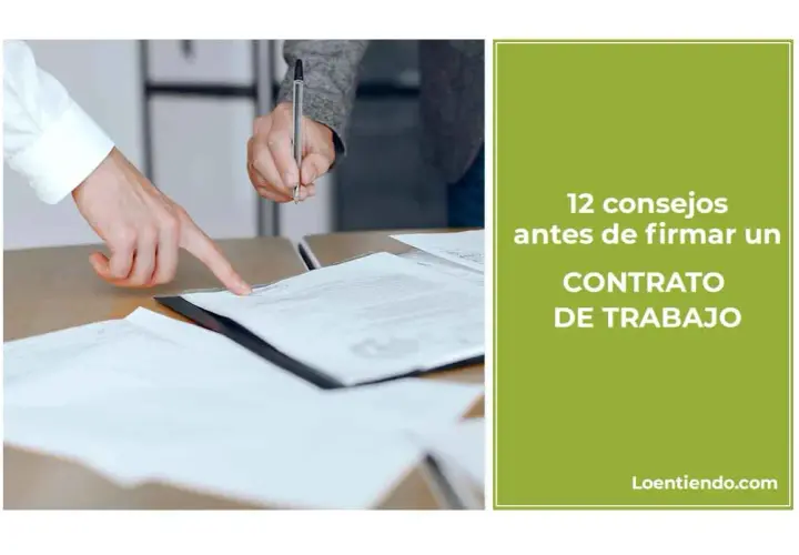 Manos revisando un contrato de trabajo antes de firmar. 12 consejos para firmar contrato antes de cambiar de trabajo.