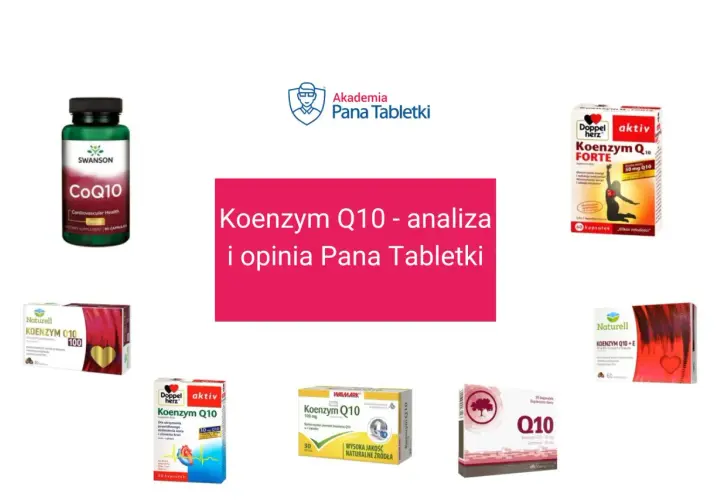 Różne suplementy z koenzymem Q10, w tym Doppel herz, Swanson i Naturell, analizowane przez Pana Tabletki.