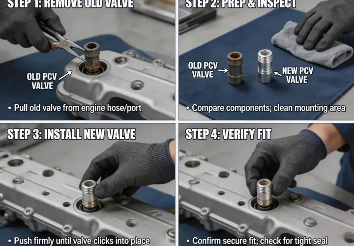 Guida alla sostituzione delle valvole di sfiato del basamento. Rimuovere, ispezionare, installare e verificare il corretto montaggio delle valvole PCV per evitare rumori.