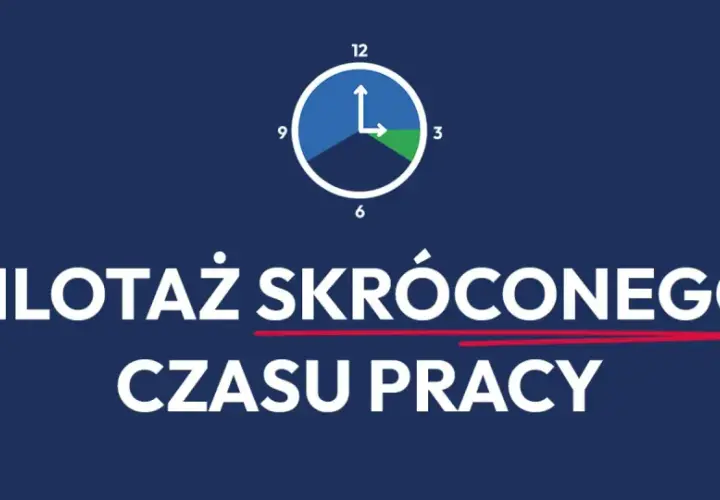 Zegar symbolizuje skrócony czas pracy. Projekt pilotażowy wdrożony dla pracowników.