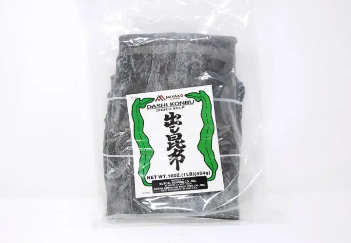A package of Miyako Original Dashi Konbu (dried kelp), essential for making authentic kombu dashi broth.