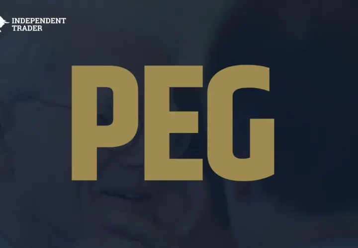 Co oznacza peg na giełdzie? Dwie osoby rozmawiają, a na pierwszym planie wielki napis PEG.