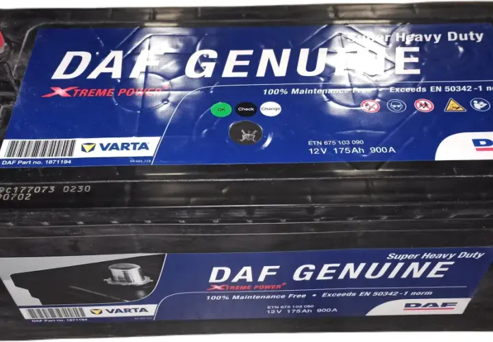 Akumulator DAF Genuine Super Heavy Duty, idealny do ciężarówek DAF XF 106. 12V 175Ah 900A, 100% bezobsługowy.