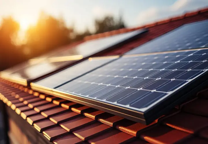 Panneaux solaires sur un toit, capturant la lumière du soleil. Un projet d'énergie verte pour un avenir durable.
