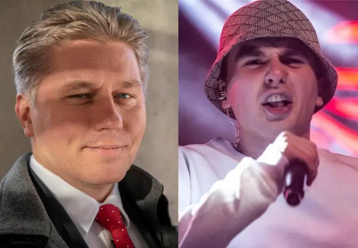 Dwóch mężczyzn: jeden w garniturze, drugi w kapeluszu, jakby tata maty.