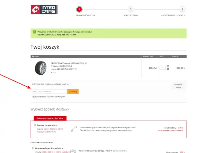 Wpisz kod rabatowy, aby uzyskać zniżkę na opony. Sprawdź, czy masz kod rabatowy KAZAR.