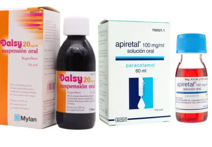 Dalsy o Apiretal para la tos. Dos jarabes infantiles, uno con ibuprofeno y otro con paracetamol, para aliviar el malestar.