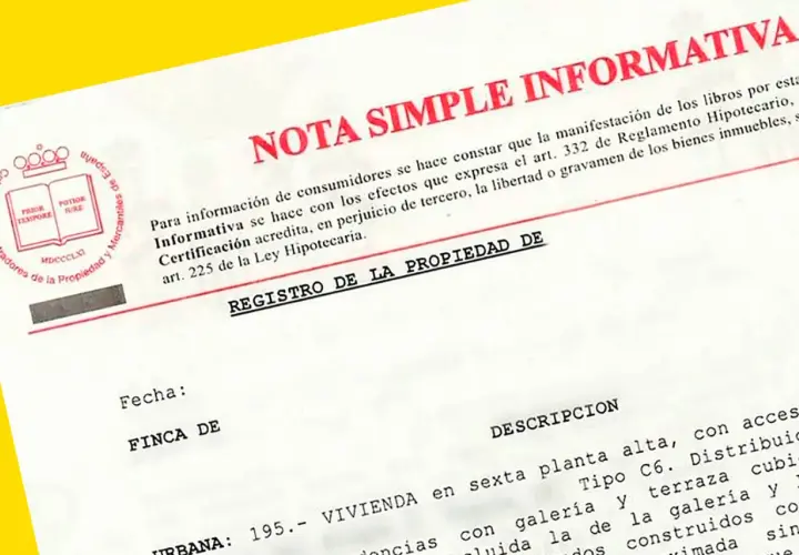 Nota simple informativa de una vivienda en sexta planta alta, con acceso, galería y terraza.