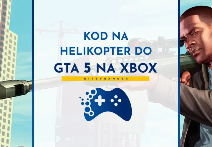 Kod na helikopter do GTA 5 na Xbox. Franklin celuje ze snajperki, a w tle widać wieżowce i dźwig.