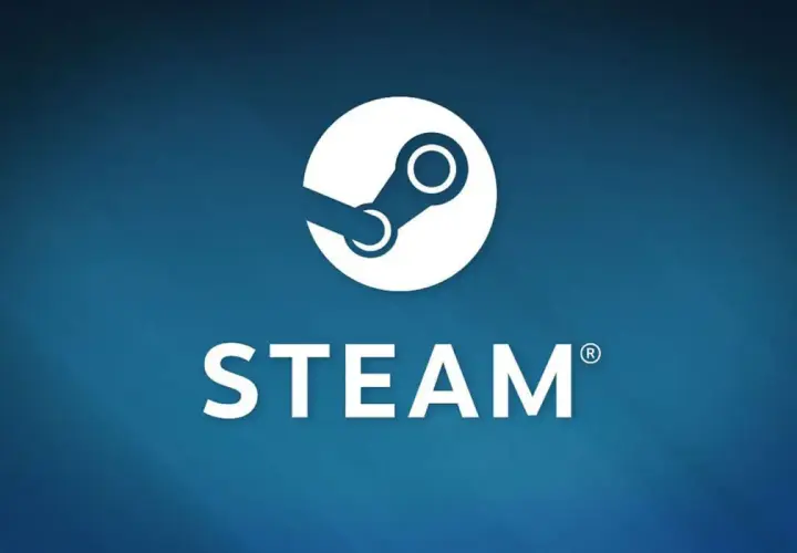 Logo Steam na niebieskim tle. Gdzie jest rynek Steam na telefonie? Tutaj znajdziesz odpowiedź.