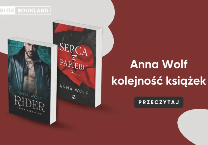 Okładki książek Anny Wolf: "Rider" i "Serca z papieru". Blog Bookland prezentuje kolejność książek.