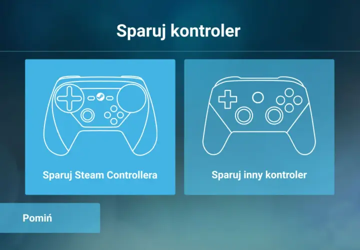 Chcesz wiedzieć, czy da się grać w gry ze Steam na telefonie? Ekran parowania kontrolera pokazuje opcje połączenia Steam Controller lub innego.