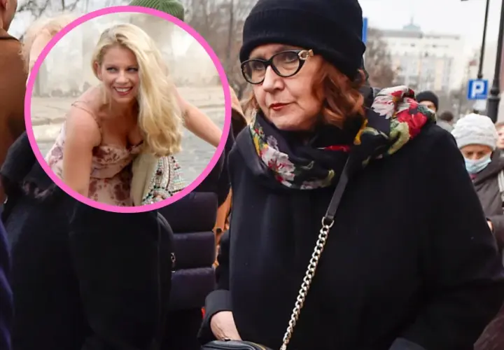 Agata Kryska-Ziętek w towarzystwie męża, uśmiechnięta blondynka w sukience w kwiaty.