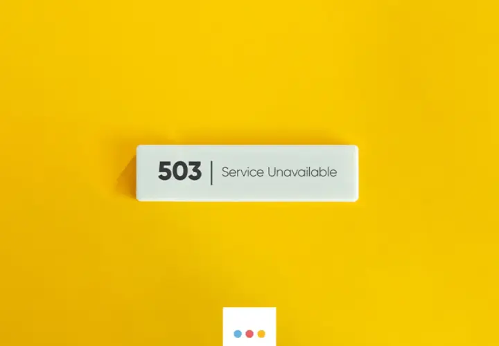 Biała tabliczka z napisem "503 Service Unavailable" na żółtym tle. Wygląda jak komunikat o błędzie.